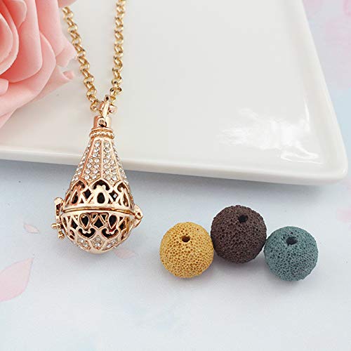 ouyangbeibei Colgante con Difusor De Perfume, Regalos Específicos para Damas, Accesorios con Cadenas Y Piedras Volcánicas, Elegante Y Simple Diamond Drops + Volcanic Stones + Chain