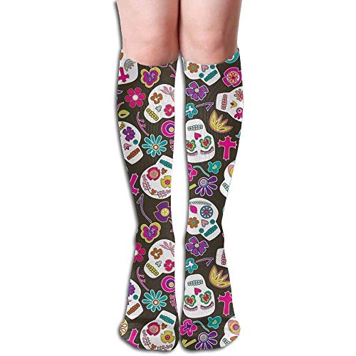 ouyjian Long Socks Black Sugar Skulls Compression Socks for Men & Women Fashion Over The Knee High Socks (50cm) Comfortable 5626