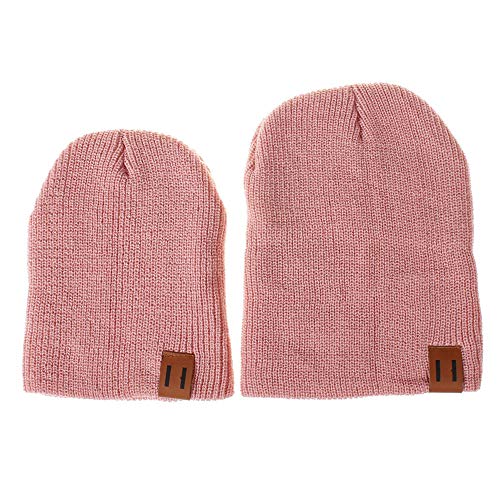 Overdose Gorros De Punto Moda Holgada Color Crochet Punto Invierno CáLido Sombrero Pom Gorro Gorro Mamá Y Yo Sombrero 2pcs