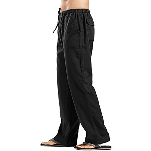 Overdose Pantalones De Lino Hombre Sección Delgada Transpirable Suelta Elástica Pierna Recta Pantalón para Hombre Pantalon Burdeos Hombre Pantalones Anchos