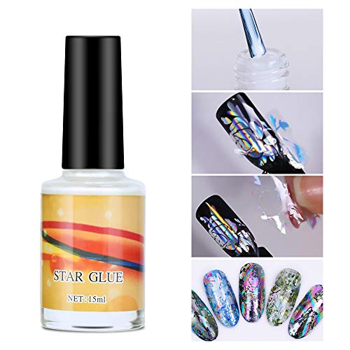 Ownest 2 paquetes Galaxy Star Nail Art Foil Glue para Foil Sticker Nail Transfer Tips Decoraciones Adhesivo Manicure Art DIY-15ml