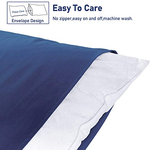 O'woda Funda Almohada 40 * 80 cm, 2 Unidades, 100% Microfibra, Antiarrugas sin Cremallera - Azul Oscuro