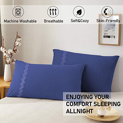 O'woda Funda Almohada 40 * 80 cm, 2 Unidades, 100% Microfibra, Antiarrugas sin Cremallera - Azul Oscuro