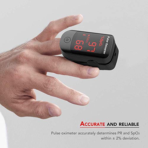 Oxímetro de pulso HYLOGY, monitor de saturación de oxígeno oxímetro de pulso para adultos y niños con pantalla LED (negro)