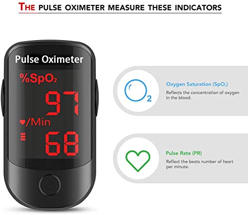 Oxímetro de pulso HYLOGY, monitor de saturación de oxígeno oxímetro de pulso para adultos y niños con pantalla LED (negro)