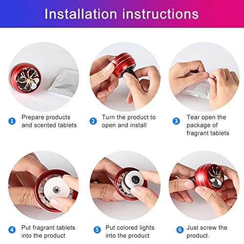 OYWNF Nuevo Perfume Ambientador for el Coche Auto Outlet Fresca Salida de Aire aromaterapia Fragancia del Perfume del Coche Difusor Clip Ambiente de LED se encienden (Color : 5 x Fragrant Sheet)