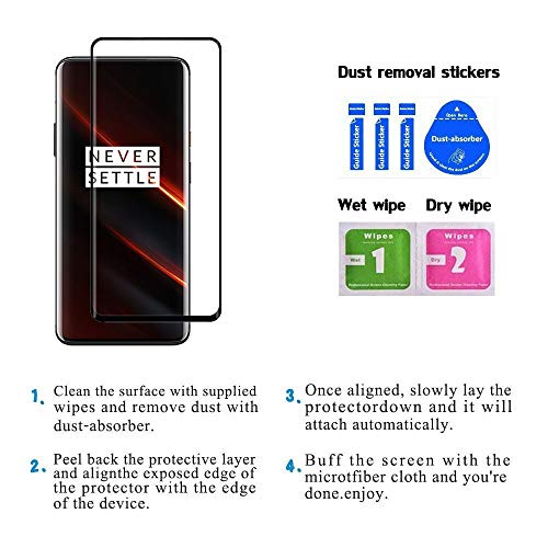 PaceBid Compatible con OnePlus 7T Pro Protector de Pantalla, 3D Cobertura Completa, Dureza 9H, Alta Definición, Cristal Templado OnePlus 7T Pro