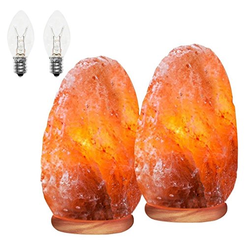 PACK 2 Lámparas Terapéuticas del Himalaya Natural de Sal con Bombilla y Soporte Feng Shui 2-3kg