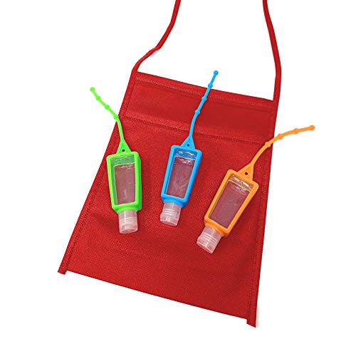 Pack 3 Botellas de Viaje Vacias Recargables - Con Colgador de Silicona Regulable - Ideal Para Gel desinfectante- Colores Aleatorios - Capacidad 30 ml - Kit en Práctica Funda Portatodo