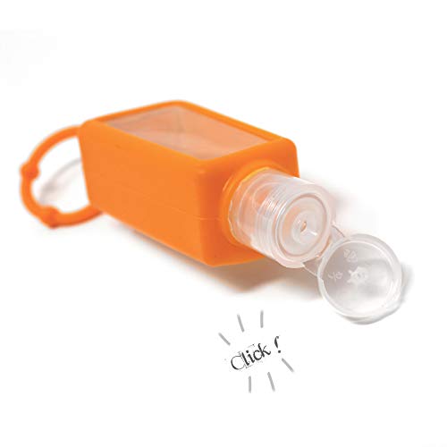 Pack 3 Botellas de Viaje Vacias Recargables - Con Colgador de Silicona Regulable - Ideal Para Gel desinfectante- Colores Aleatorios - Capacidad 30 ml - Kit en Práctica Funda Portatodo