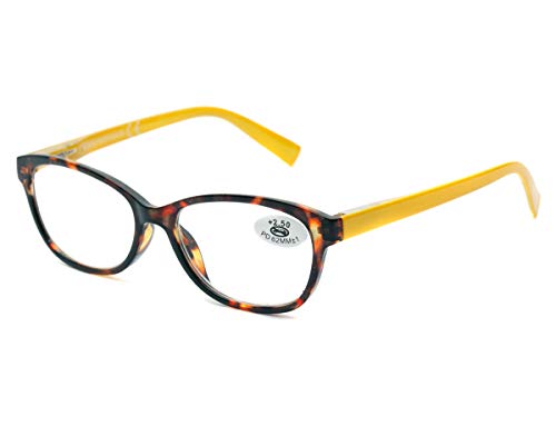 Pack 5 Gafas Lectura Vista Cansada Presbicia, Graduadas Dioptrías +1.00 hasta +4.00, con Montura de Pasta, Bisagras de Resorte, Para Leer, Unisex OM832 (+350)