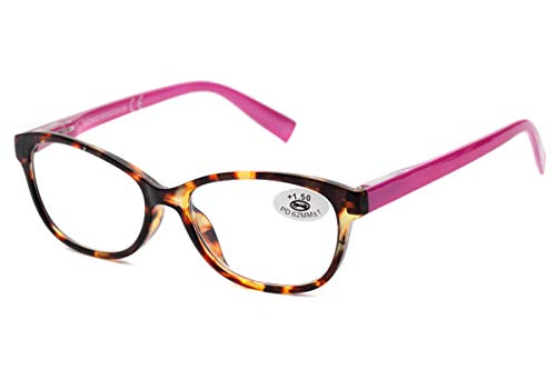 Pack 5 Gafas Lectura Vista Cansada Presbicia, Graduadas Dioptrías +1.00 hasta +4.00, con Montura de Pasta, Bisagras de Resorte, Para Leer, Unisex OM832 (+350)