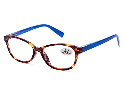 Pack 5 Gafas Lectura Vista Cansada Presbicia, Graduadas Dioptrías +1.00 hasta +4.00, con Montura de Pasta, Bisagras de Resorte, Para Leer, Unisex OM832 (+350)