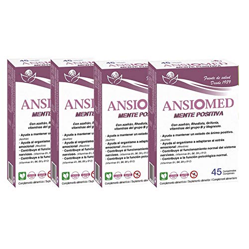 Pack Ansiomed MENTE POSITIVA 4x45 (180) CÁPS de Bioserum - Combate la ansiedad y poténcia un estado de ánimo óptimo de forma natural. Tratamiento para 90 días.