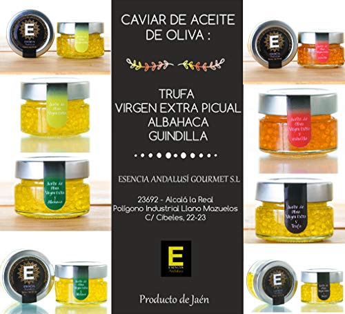 Pack Caviar 4 Unidades 50 Gr - Trufa Blanca, Guindilla, Albahaca y Aceite Picual - Producto de Jaén