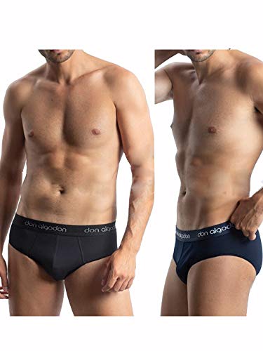 Pack de 2 Slips para Hombre de algodón (L, Negro/Marino)
