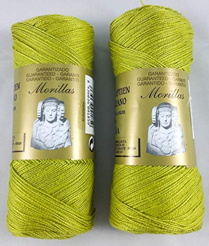▷ Pack de 2 Zepelines Ne 12/2 color pistachio 23 de algodón perlé 100% egipcio mercerizado para tejer labores de ganchillo o punto con un acabado elegante.