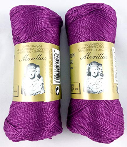 ▷ Pack de 2 Zepelines Ne 8/2 color violeta 15 de algodón perlé 100% egipcio mercerizado para tejer labores de ganchillo o punto con un acabado elegante.
