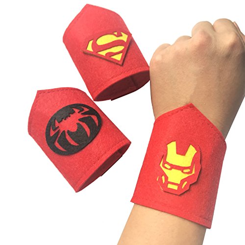 Pack de 36 pulseras de superhéroe para niños, niñas y niñas Fiesta de cumpleaños de superhéroe, suministros favores, brazalete de fieltro de superhéroe, accesorios de pulsera Correa para la muñeca