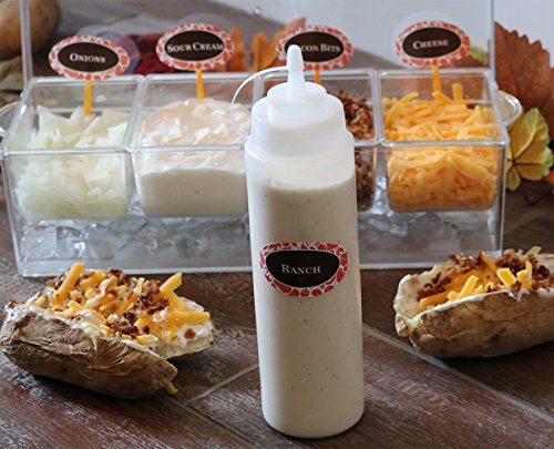 (Pack de 6) Botellas de Plastico Grandes 250 ml con Tapas de Rosca – Dispensadores Rellenables para Ketchup Mostaza Vinagre Salsas Aceite– Set de Botes Transparentes Sin BPA a Granel Para Cocina