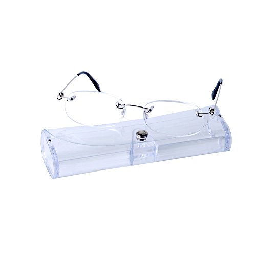 Pack of 2 Unisexo Gafas de Lectura sin Montura +1.0(45-49 años) para Hombres y Mujeres Ligeras (14g) Lente Transparente Retro Vintage Moda, con Funda