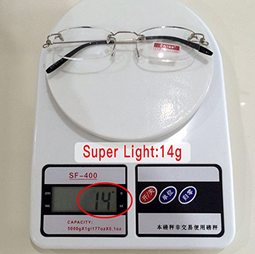 Pack of 2 Unisexo Gafas de Lectura sin Montura +1.0(45-49 años) para Hombres y Mujeres Ligeras (14g) Lente Transparente Retro Vintage Moda, con Funda