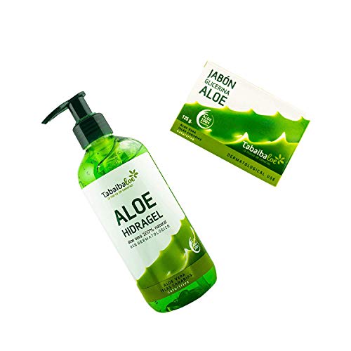 Pack Tabaibaloe Gel Aloe + Jabón manos Hidragel Gel Hidratante con Aloe Vera 300 ml y Jabón de Glicerina con Aloe Vera 125 gr Tabaibaloe