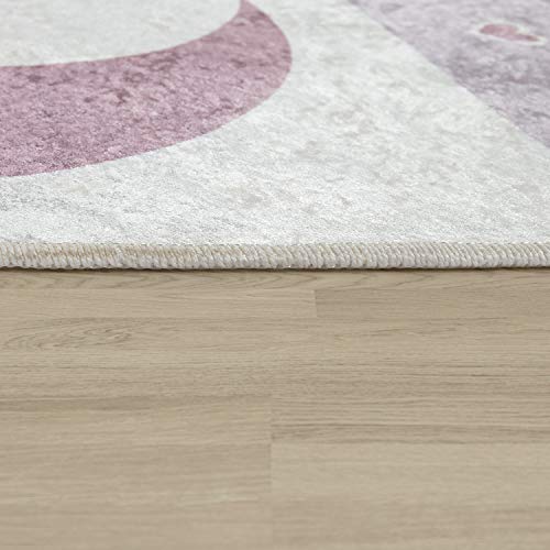 Paco Home Alfombra Infantil, Alfombra Habitación Infantil Lavable con Motivos De Estrellas, Luna Y Cuadros, tamaño:120x160 cm, Color:Rosa