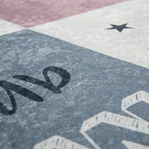 Paco Home Alfombra Infantil, Alfombra Habitación Infantil Lavable con Motivos De Estrellas, Luna Y Cuadros, tamaño:120x160 cm, Color:Rosa