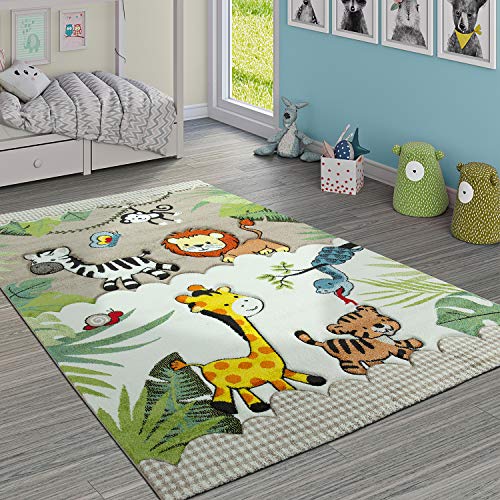 Paco Home Alfombra Infantil Animales Salvajes Crema Beige, tamaño:160x230 cm