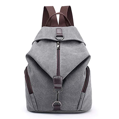 Padgene Mochila de Lona para Mujer, Bolsa De Viaje De Gran Capacidad Informal De La Vendimia Bolso Mochila Mujer Casual Para Vacaciones Viajes Senderismo Camping (Gris)