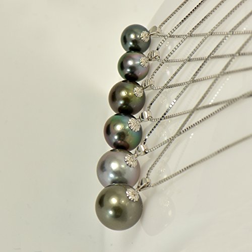 Paialco Collar con colgante de perlas negras cultivadas de oro blanco de 18 quilates con cadena de 18 pulgadas (plata de ley) Negro