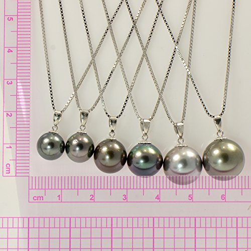 Paialco Collar con colgante de perlas negras cultivadas de oro blanco de 18 quilates con cadena de 18 pulgadas (plata de ley) Negro