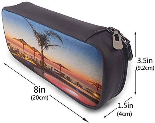 Paisaje Estuche para lápices Horario de verano Resort Lugar Mar al atardecer Caribe Cálido Tranquilo Calma Relajación Foto Tamaño perfecto Bolsa para papelería y arte Ut