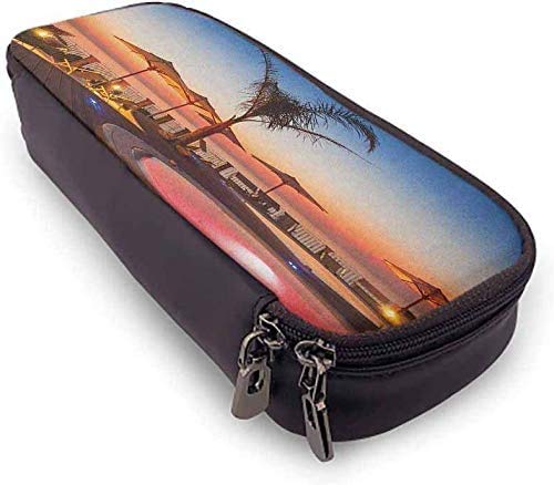 Paisaje Estuche para lápices Horario de verano Resort Lugar Mar al atardecer Caribe Cálido Tranquilo Calma Relajación Foto Tamaño perfecto Bolsa para papelería y arte Ut