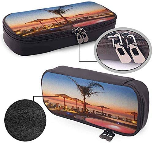 Paisaje Estuche para lápices Horario de verano Resort Lugar Mar al atardecer Caribe Cálido Tranquilo Calma Relajación Foto Tamaño perfecto Bolsa para papelería y arte Ut