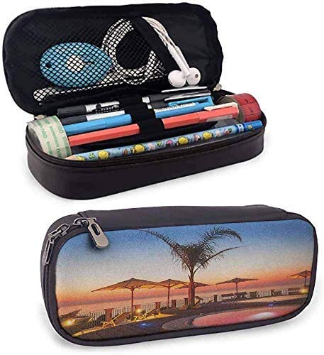 Paisaje Estuche para lápices Horario de verano Resort Lugar Mar al atardecer Caribe Cálido Tranquilo Calma Relajación Foto Tamaño perfecto Bolsa para papelería y arte Ut