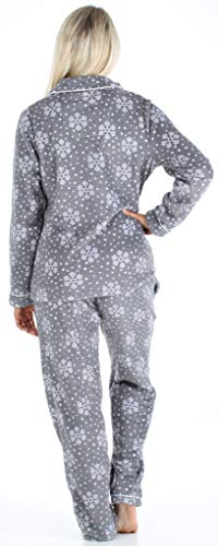 PajamaMania Pijama con Botones y Pantalón de Vellón para Mujer, Copo de Nieve (PMPFR1013-2082-XS)
