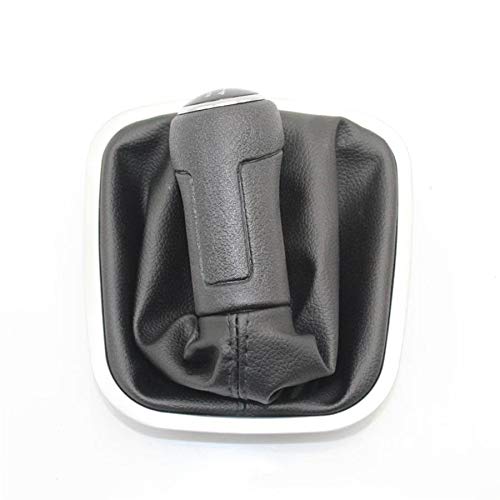 Palanca DE Engranaje 5 Speed ​​Shift Knob Engranaje del Coche con el Cromo del Cuero de Arranque/for VW/Ajuste for Polo/Fit for el sedán (Color : Black)