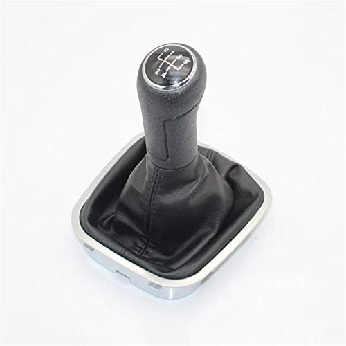 Palanca DE Engranaje 5 Speed ​​Shift Knob Engranaje del Coche con el Cromo del Cuero de Arranque/for VW/Ajuste for Polo/Fit for el sedán (Color : Black)