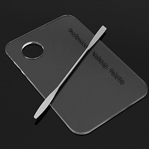 Paleta de mezcla de maquillaje, acrílico transparente, esmalte de uñas, base de gel, sombra de ojos, barra de acero inoxidable, herramienta para mezclar base (1 paleta de cosméticos, 1 espátula)