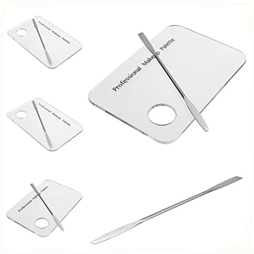 Paleta de mezcla de maquillaje, acrílico transparente, esmalte de uñas, base de gel, sombra de ojos, barra de acero inoxidable, herramienta para mezclar base (1 paleta de cosméticos, 1 espátula)