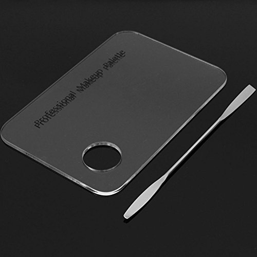 Paleta de mezcla de maquillaje, acrílico transparente, esmalte de uñas, base de gel, sombra de ojos, barra de acero inoxidable, herramienta para mezclar base (1 paleta de cosméticos, 1 espátula)