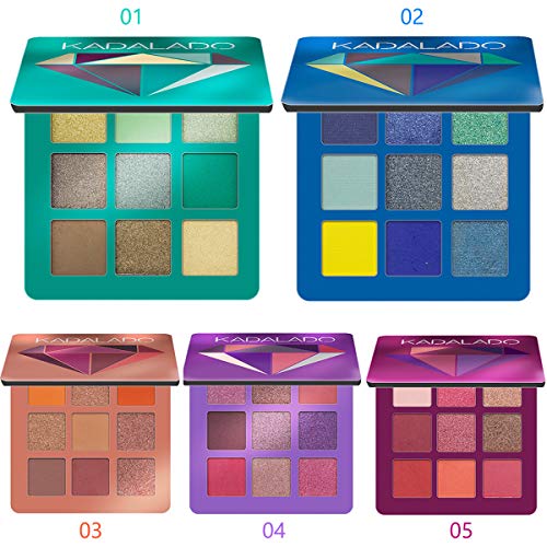 Paleta de sombra de ojos maquillaje mate+brillo 9 colores polvo de eyeshadow resistente waterproof al agua pigmentado ligero y fácil de transportar (05)
