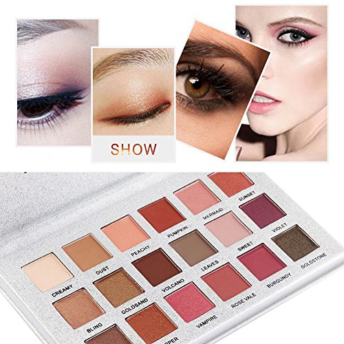Paleta de sombras de ojos 18 colores Mate + Brillo Multicolor Paletas de sombras de ojos Polvo de larga duración Maquillaje Smoky Cosmetic Eyes Tool(Silver)