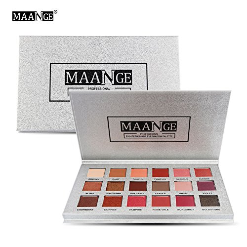 Paleta de sombras de ojos 18 colores Mate + Brillo Multicolor Paletas de sombras de ojos Polvo de larga duración Maquillaje Smoky Cosmetic Eyes Tool(Silver)