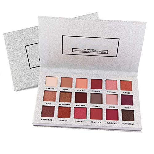 Paleta de sombras de ojos 18 colores Mate + Brillo Multicolor Paletas de sombras de ojos Polvo de larga duración Maquillaje Smoky Cosmetic Eyes Tool(Silver)