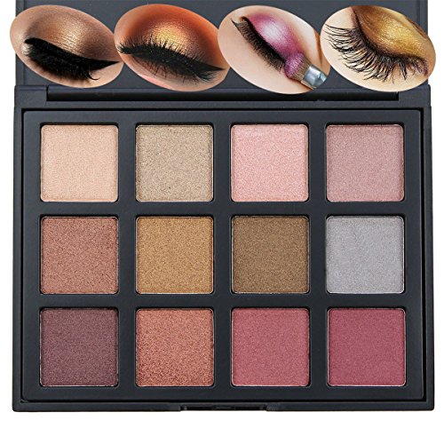 Paleta de sombras para ojos Lover Bar brillantes, 12 colores cálidos, mate, neutral, ahumados, resistentes al agua