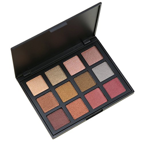 Paleta de sombras para ojos Lover Bar brillantes, 12 colores cálidos, mate, neutral, ahumados, resistentes al agua