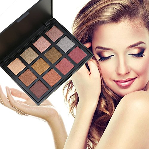 Paleta de sombras para ojos Lover Bar brillantes, 12 colores cálidos, mate, neutral, ahumados, resistentes al agua